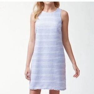 Tommy Bahama Bella Hermosa Blue and White Stripe 100% Linen Shift Dress